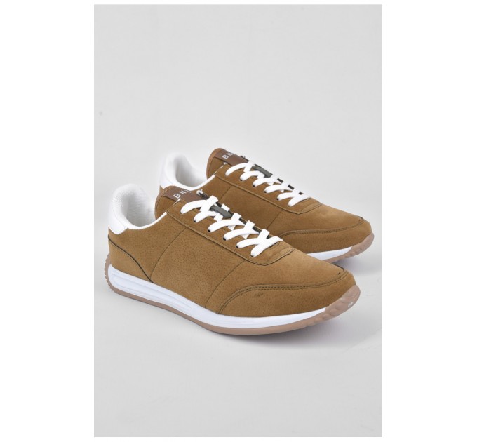 Кроссовки мужские светло-коричневого цвета на шнуровке 191626L