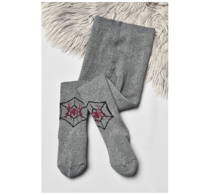 Колготи дитячі махрові для хлопчика сірого кольору з малюнком 191680L