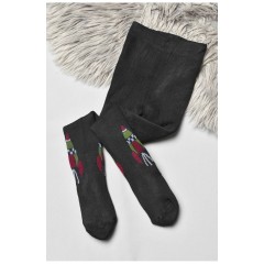 Колготы детские махровые для мальчика черного цвета с рисунком 191759L.