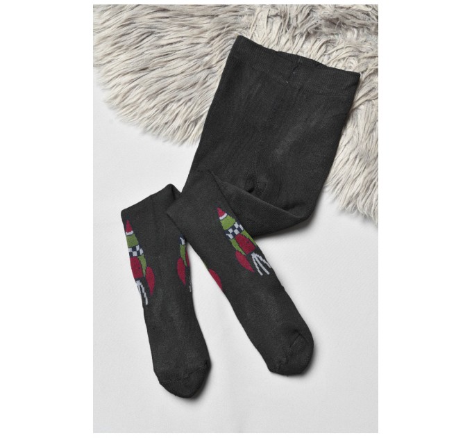 Колготы детские махровые для мальчика черного цвета с рисунком 191759L.