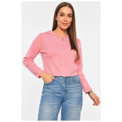Кофта женская акриловая на молнии с капюшоном розового цвета 191863L