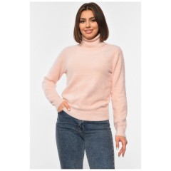 Свитер женский однотонный светло-розового цвета 192330L