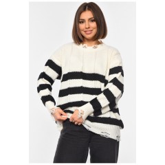 Светр жіночий напівбатальний молочного кольору 192566L