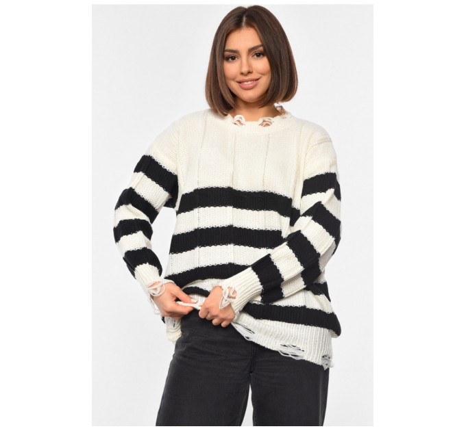 Светр жіночий напівбатальний молочного кольору 192566L