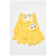 Детские перчатки с начесом желтого цвета с рисунком 192710L Детские перчатки с начесом желтого цвета с рисунком 192710L
