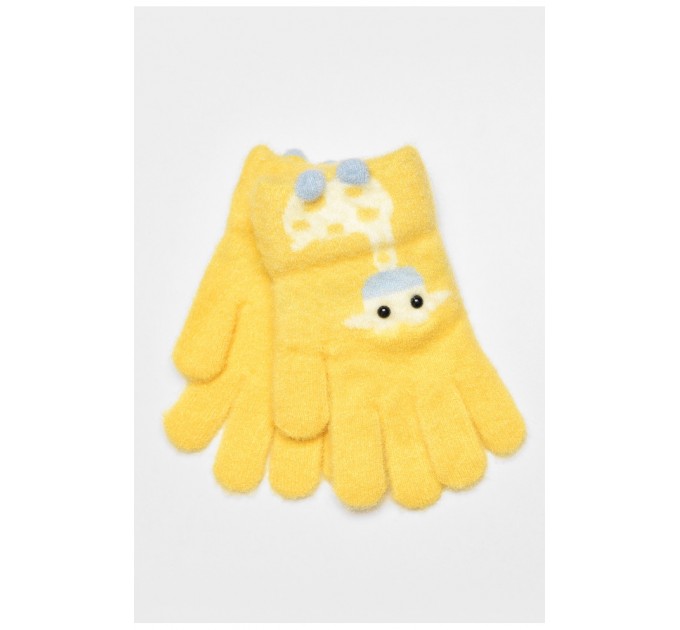 Детские перчатки с начесом желтого цвета с рисунком 192710L