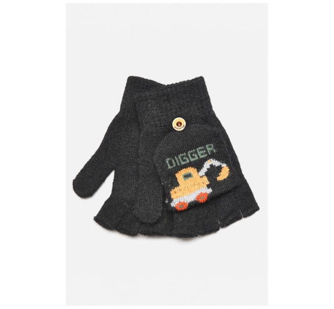 Детские перчатки демисезонные черного цвета с рисунком 192711L