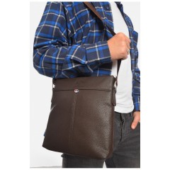 Сумка чоловіча через плече з екошкіри коричневого кольору 192841L
