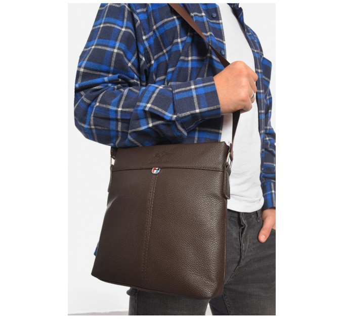 Сумка чоловіча через плече з екошкіри коричневого кольору 192841L