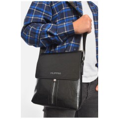 Сумка мужская через плечо из экокожи черного цвета 192854L Сумка мужская через плечо из экокожи черного цвета 192854L