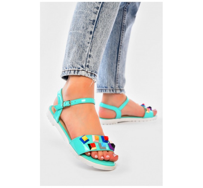 Босоножки женские бирюзового цвета 192890L