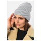 Шапка женская зимняя на флисе однотонная серого цвета 193207L