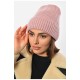 Шапка жіноча зимова на флісі однотонна рожевого кольору 193208L