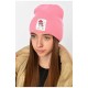 Шапка зимова підліткова з нашивкою рожевого кольору 193214L