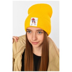 Зимняя шапка подростковая с нашивкой желтого цвета 193215L