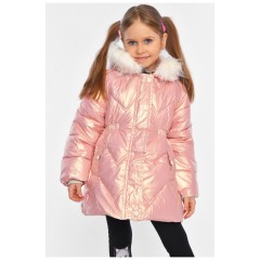 Куртка дитяча для дівчинки єврозима на штучному хутрі світло-рожевого кольору 193351L