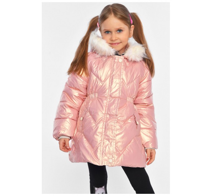Куртка детская для девочки еврозима на искусственном меху светло-розового цвета 193351L