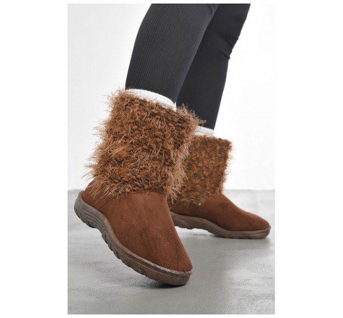 Угги женские коричневого цвета искусственная замша 193362L