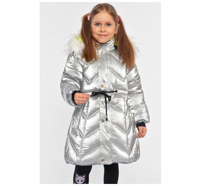 Куртка дитяча для дівчинки єврозима на штучному хутрі сірого кольору 193377L