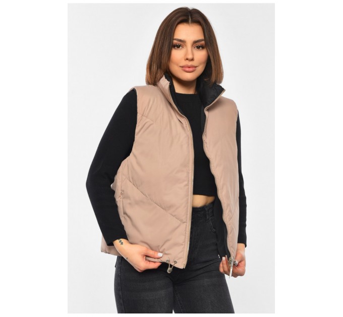 Жилетка женская двухсторонняя цвета мокко 193474L.