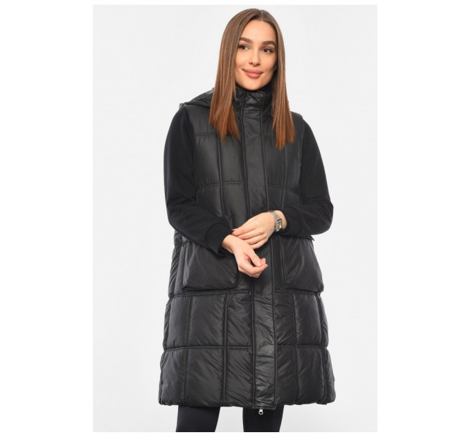 Жилетка жіноча подовжена чорного кольору 193477L