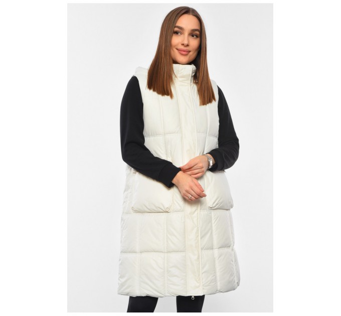 Жилетка жіноча подовжена молочного кольору 193481L