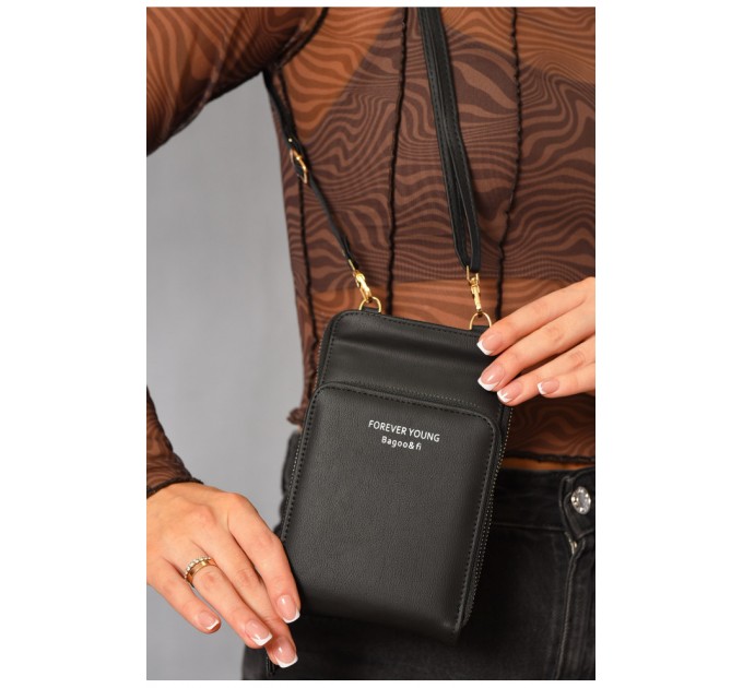 Клатч жіночий з екошкіри чорного кольору 193596L