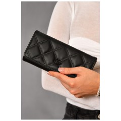 Гаманець жіночий з екошкіри чорного кольору 193638L