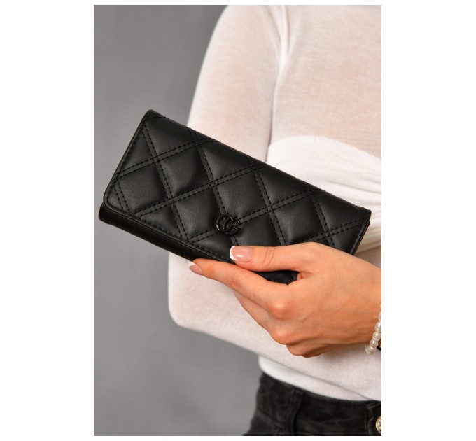 Гаманець жіночий з екошкіри чорного кольору 193638L