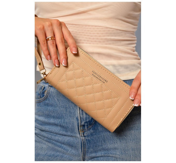 Гаманець жіночий з екошкіри бежевого кольору 193652L