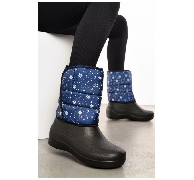 Дутики жіночі на хутрі синього кольору 193992L