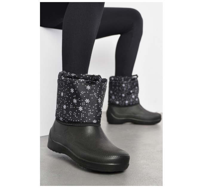 Дутики женские на меху черного цвета 194005L