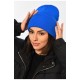 Женская шапка зимняя однотонного синего цвета 194148L