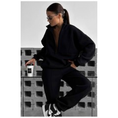 Спортивный женский костюм черного цвета 194502L