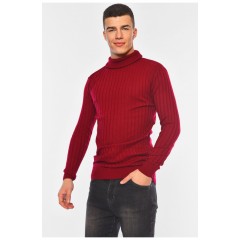 Светр чоловічий однотонний бордового кольору 194509L