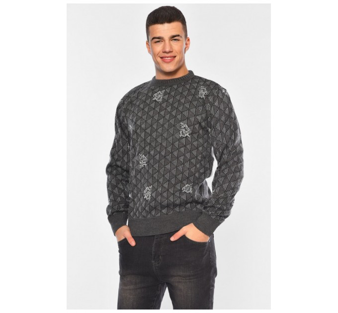 Светр чоловічий однотонний сірого кольору 194517L