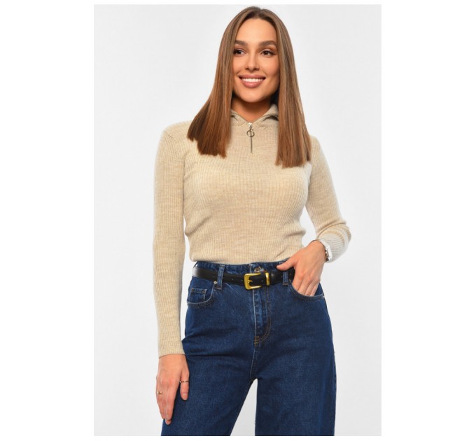 Гольф жіночий однотонний світло-бежевого кольору 194566L