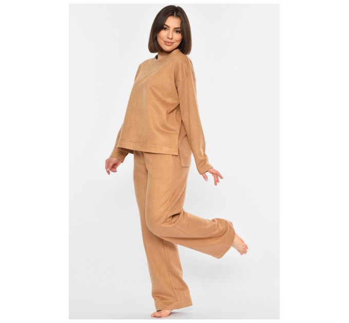 Костюм женский домашний однотонный бежевого цвета 194646L