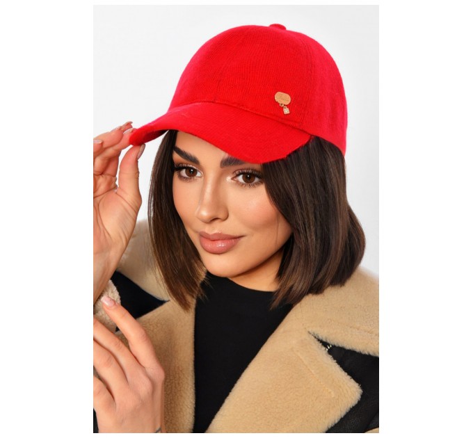 Кепка женская ангоровая красного цвета 194732L