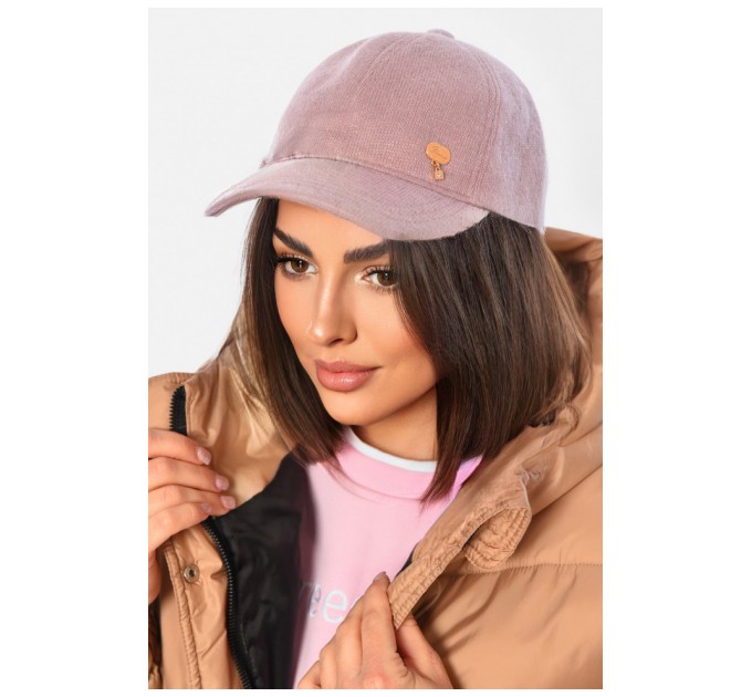 Кепка жіноча ангорова темно-бузкового кольору 194738L