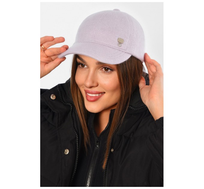 Кепка женская ангоровая лилового цвета 194739L