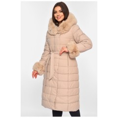 Куртка женская еврозима с мехом молочного цвета 195315L