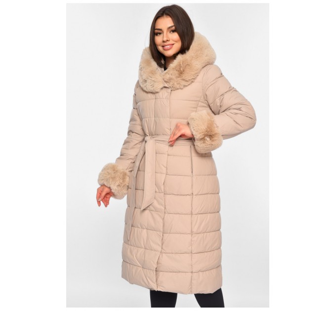 Куртка женская еврозима с мехом молочного цвета 195315L