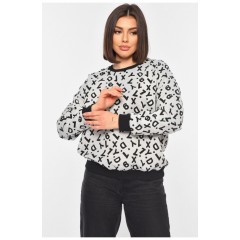 Светр жіночий сірого кольору з принтом 195327L