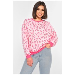 Светр жіночий рожевого кольору з принтом 195330L Светр жіночий рожевого кольору з принтом 195330L