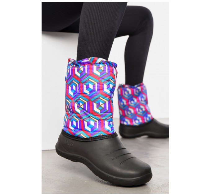 Дутики женские на меху разноцветные 195703L