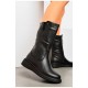 Чоботи жіночі зимові на блискавці чорного кольору 195807L