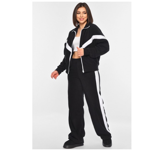 Спортивный костюм женский полар флис черного цвета 195819L