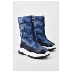 Дутики дитячі для дівчинки на хутрі темно-синього кольору 195907L