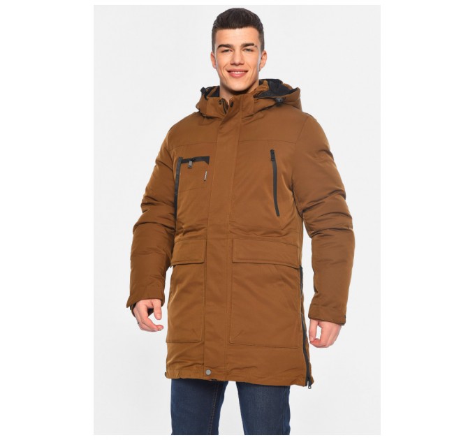 Куртка чоловіча подовжена єврозима коричневого кольору 196068L